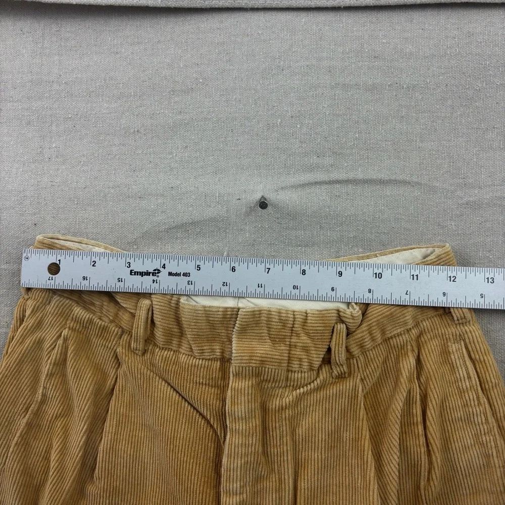 Vintage‎ Tan Wide Wale Corduroy Pleated Pants Talon Zip Workwear 25x26.5